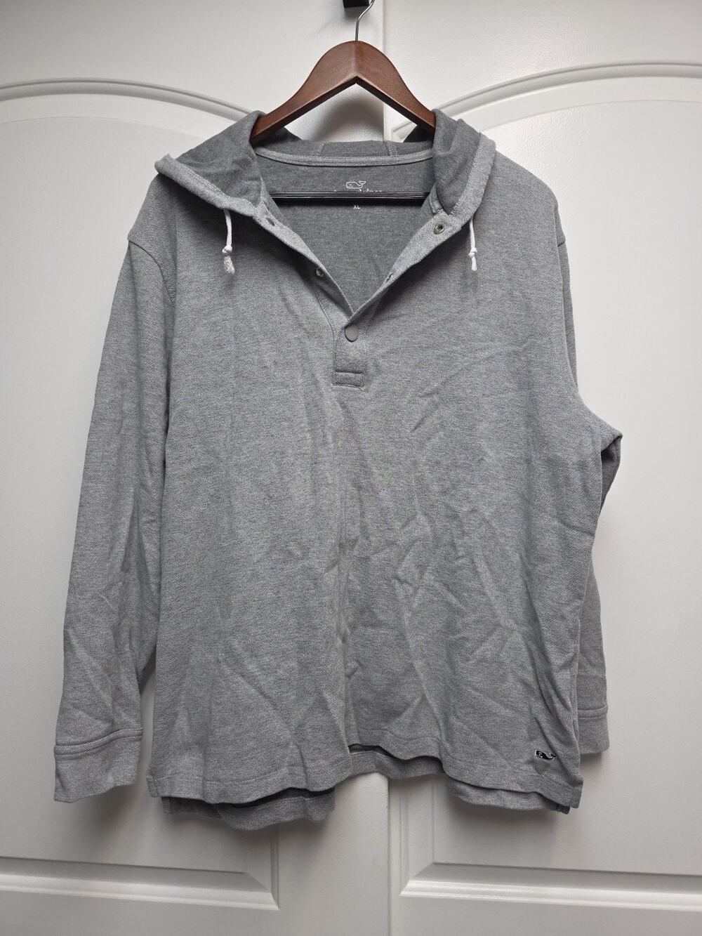 VINEYARD VINES Hooded Snap Golf Pullover Hoodie Light Gray Men's XL
